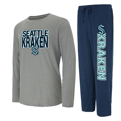 Men's Concepts Sport Navy/Gray Seattle Kraken Meter Long Sleeve Top & Pants Sleep Set