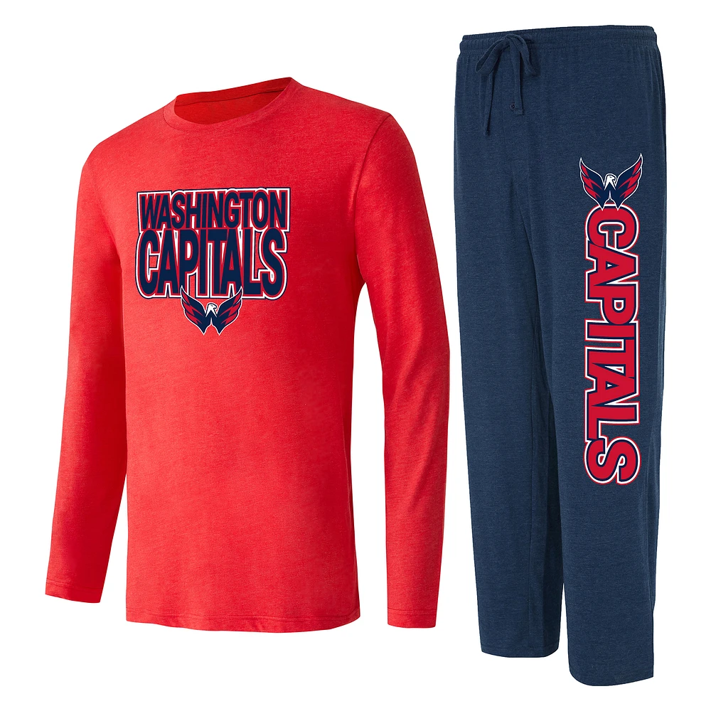 Men's Concepts Sport Navy/Red Washington Capitals Meter Long Sleeve Top & Pants Sleep Set