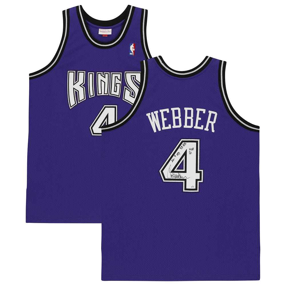 Limited Edition of 21: Chris Webber Sacramento Kings Autographed Mitchell & Ness Authentic Jersey with Inscriptions