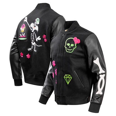 Men's Freeze Max Black Looney Tunes Sylvester Varsity Full-Snap Jacket