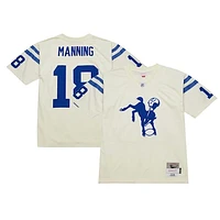 Men's Mitchell & Ness Peyton Manning Cream Indianapolis Colts Chainstitch Legacy Jersey