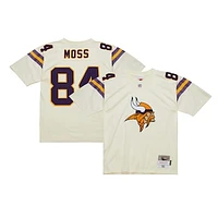 Men's Mitchell & Ness Randy Moss Cream Minnesota Vikings Chainstitch Legacy Jersey