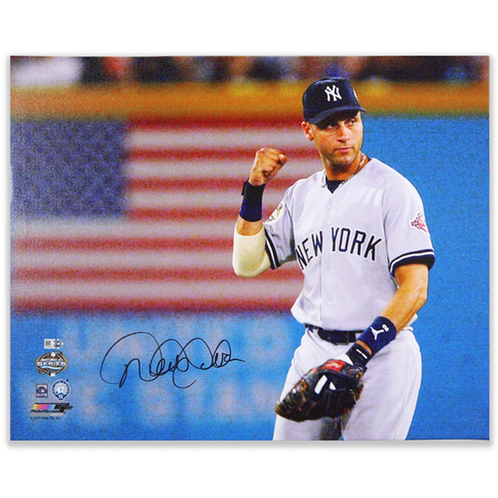 Derek Jeter New York Yankees Autographed 16" x 20" Fist Pump Canvas Photograph