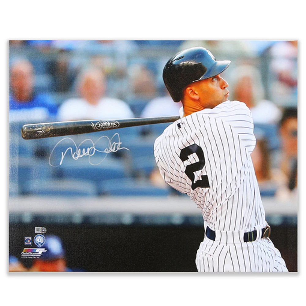 Derek Jeter New York Yankees Autographed 16" x 20" Follow Through Swing Canvas Photograph