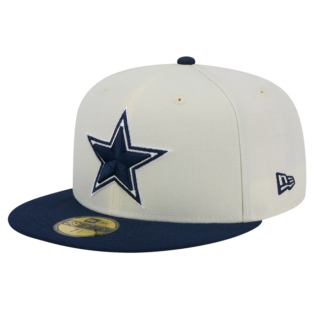 Men's New Era Cream/Navy Dallas Cowboys Main 59FIFTY Fitted Hat