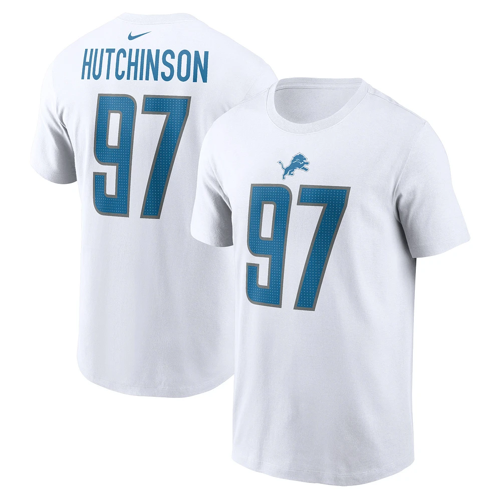 Men's Nike Aidan Hutchinson White Detroit Lions Player Name & Number T-Shirt