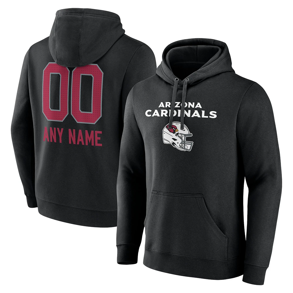 Men's Black Arizona Cardinals Personalized Name & Number Team Wordmark Pullover Hoodie