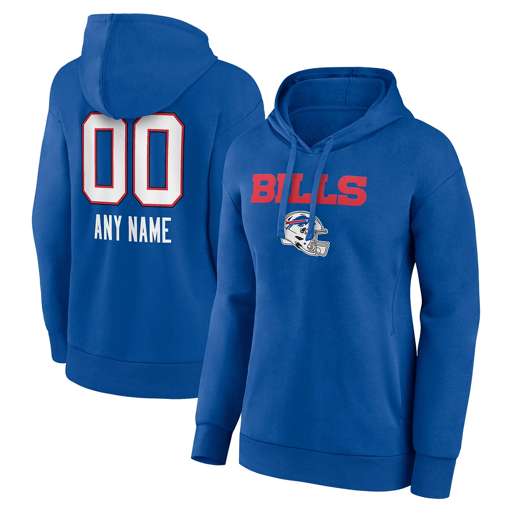 Women's Royal Buffalo Bills Personalized Name & Number Team Wordmark Pullover Hoodie