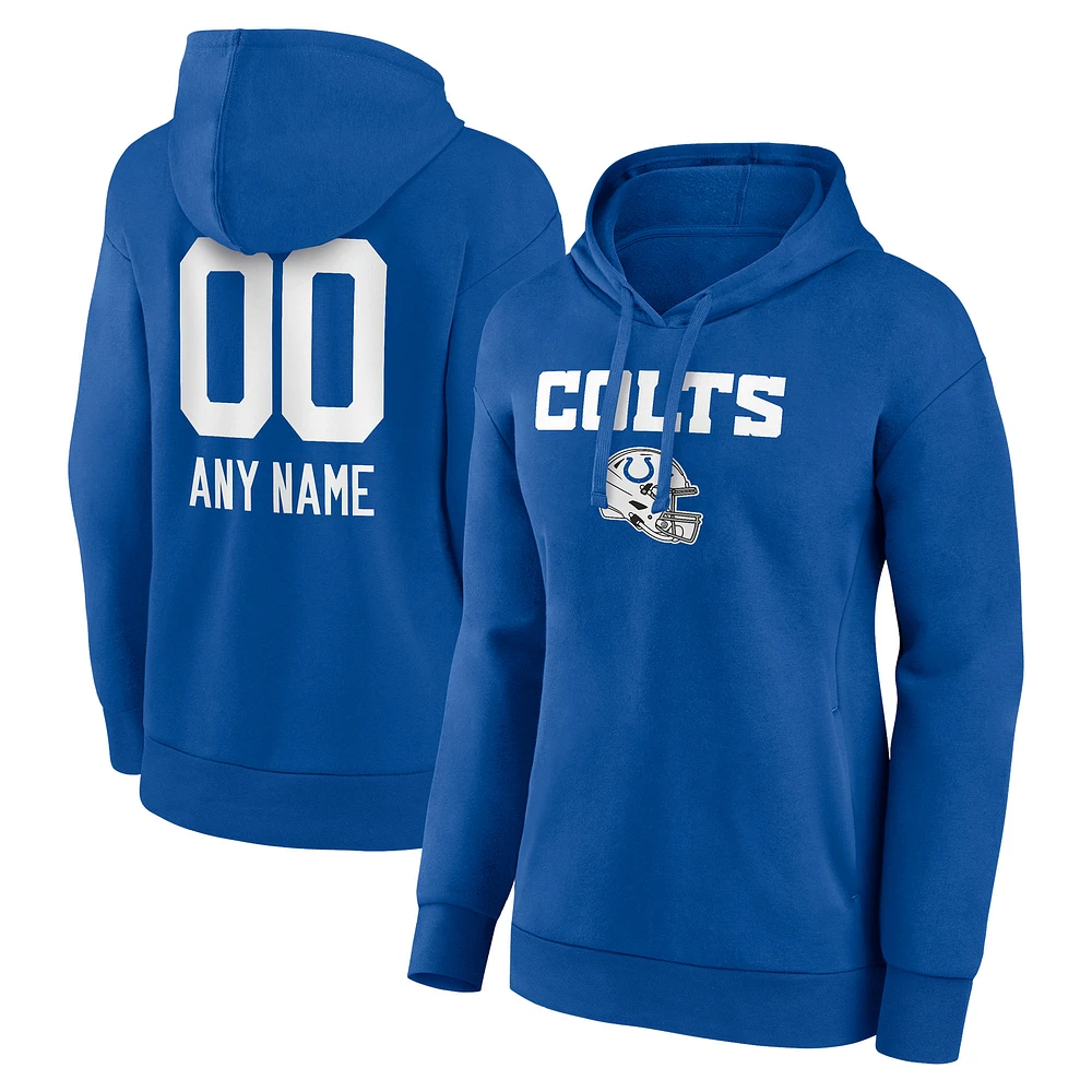 Women's Royal Indianapolis Colts Personalized Name & Number Team Wordmark Pullover Hoodie
