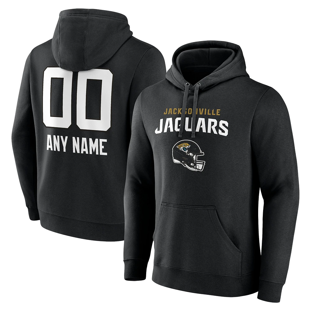 Men's Black Jacksonville Jaguars Personalized Name & Number Team Wordmark Pullover Hoodie