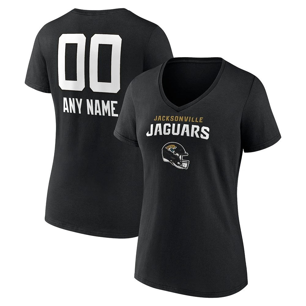 Women's Black Jacksonville Jaguars Personalized Name & Number Team Wordmark V-Neck T-Shirt