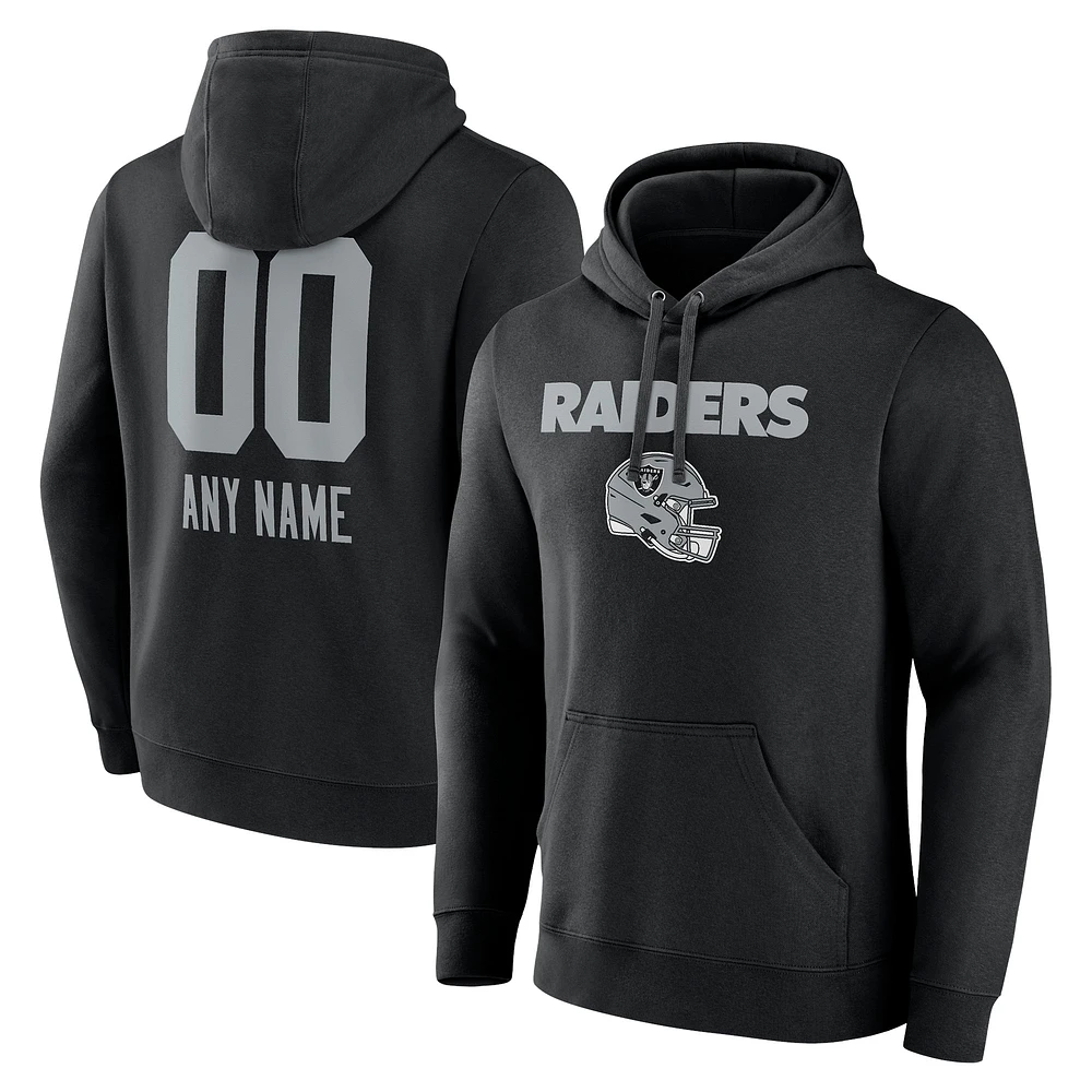 Men's Black Las Vegas Raiders Personalized Name & Number Team Wordmark Pullover Hoodie