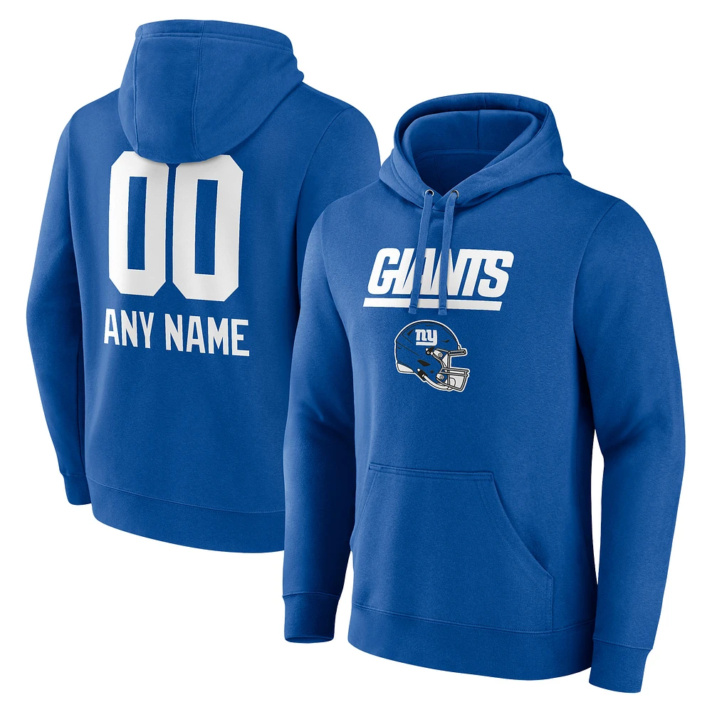 Men's Royal New York Giants Personalized Name & Number Team Wordmark Pullover Hoodie