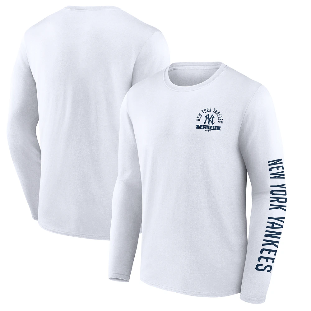 Men's Fanatics White New York Yankees Press Box Long Sleeve T-Shirt