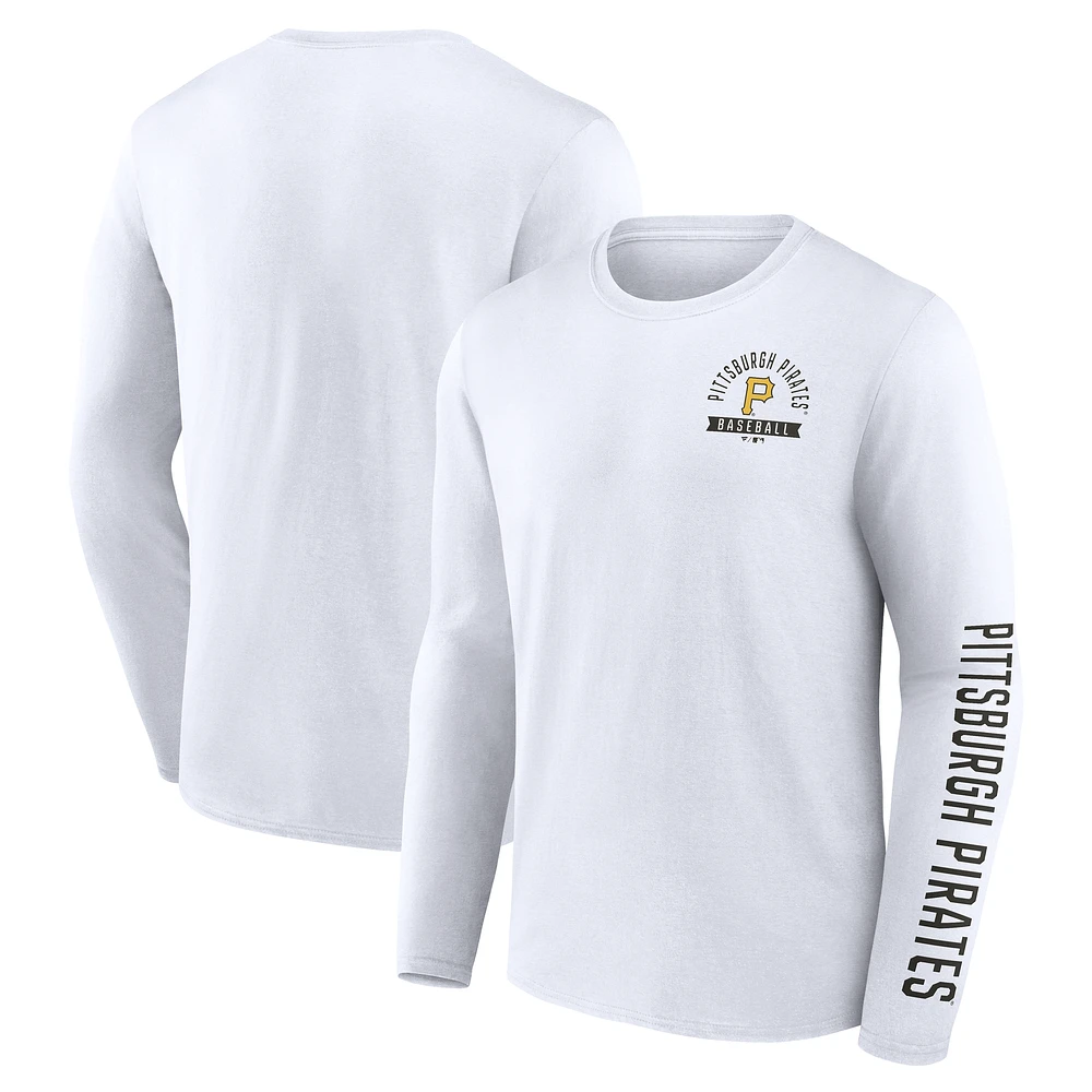 Men's Fanatics White Pittsburgh Pirates Press Box Long Sleeve T-Shirt