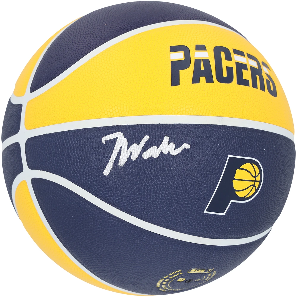 Jarace Walker Indiana Pacers Autographed Navy Blue and Yellow Wilson City Edition Collectors Basketball