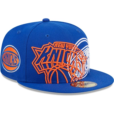 Men's New Era Blue New York Knicks Game Day Hollow Logo Mashup 59FIFTY Fitted Hat