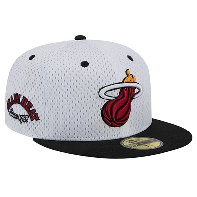 Men's New Era White/Black Miami Heat Throwback 2Tone 59FIFTY Fitted Hat