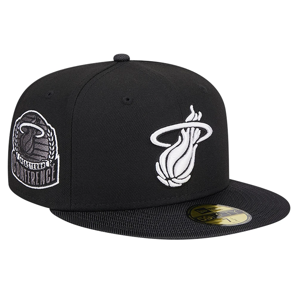 Men's New Era Black Miami Heat Active Ballistic Nylon Visor 59FIFTY Fitted Hat