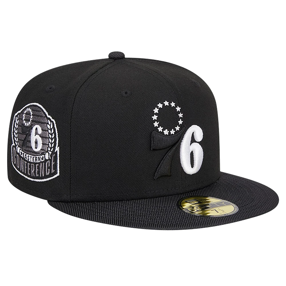 Men's New Era Black Philadelphia 76ers Active Ballistic Nylon Visor 59FIFTY Fitted Hat