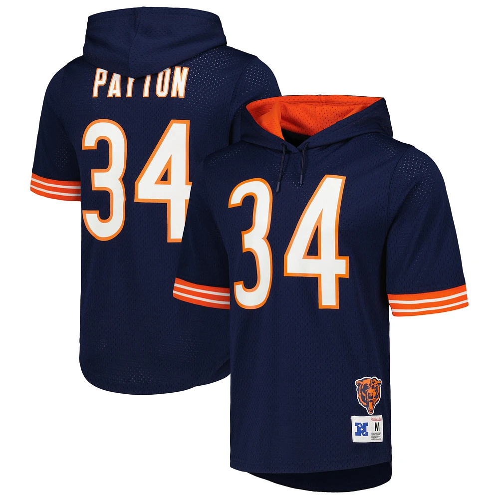 Men's Mitchell & Ness Walter Payton Navy Chicago Bears Retired Player Name Number Mesh Hoodie T-Shirt