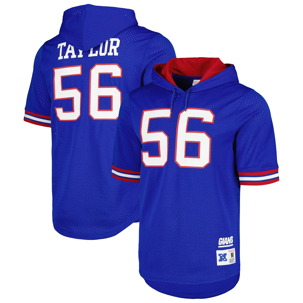 Men's Mitchell & Ness Lawrence Taylor Royal New York Giants Retired Player Name Number Mesh Hoodie T-Shirt