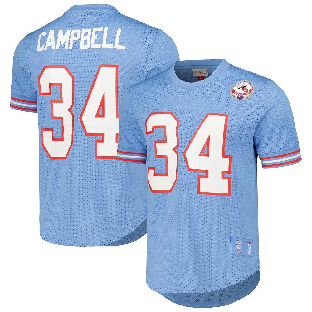 Men's Mitchell & Ness Earl Campbell Light Blue Houston Oilers Retired Player Name Number Mesh Top