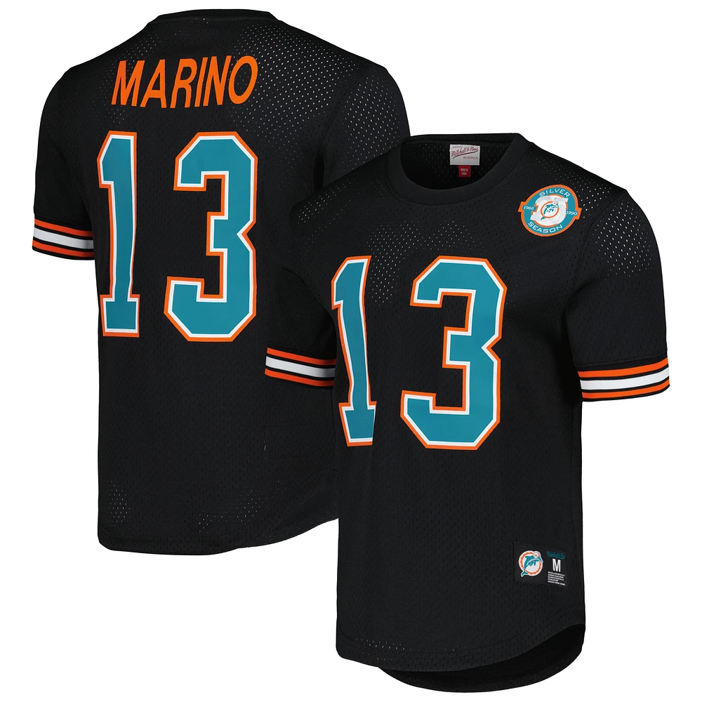 Men's Mitchell & Ness Dan Marino Black Miami Dolphins Retired Player Name Number Mesh Top