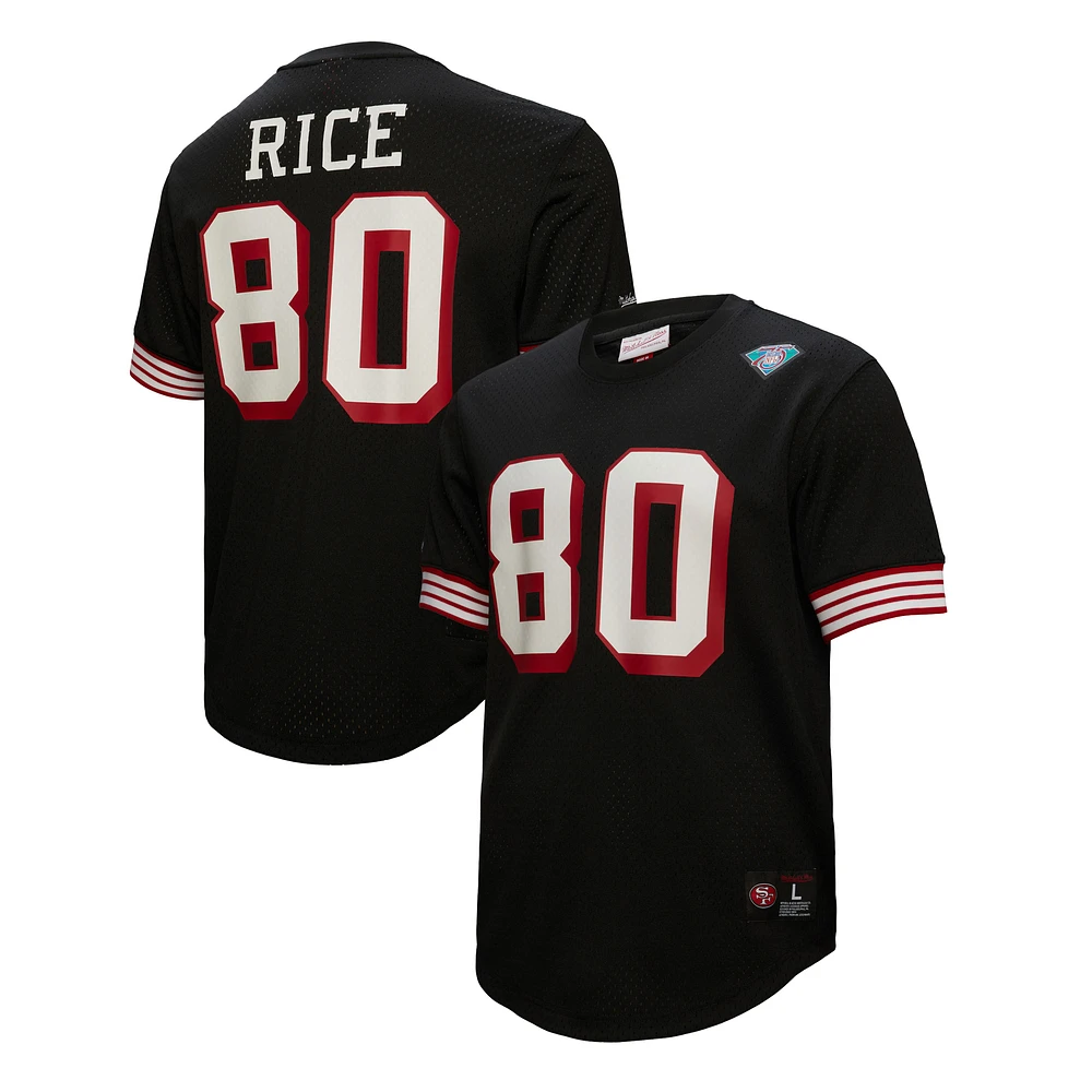 Men's Mitchell & Ness Jerry Rice Black San Francisco 49ers Retired Player Name Number Mesh Top