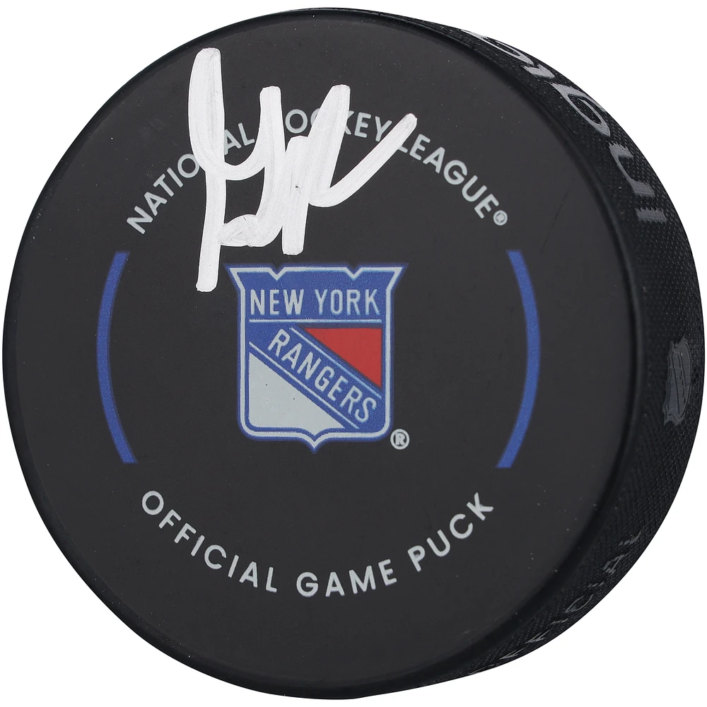 Gabe Perreault New York Rangers Autographed Official Game Puck