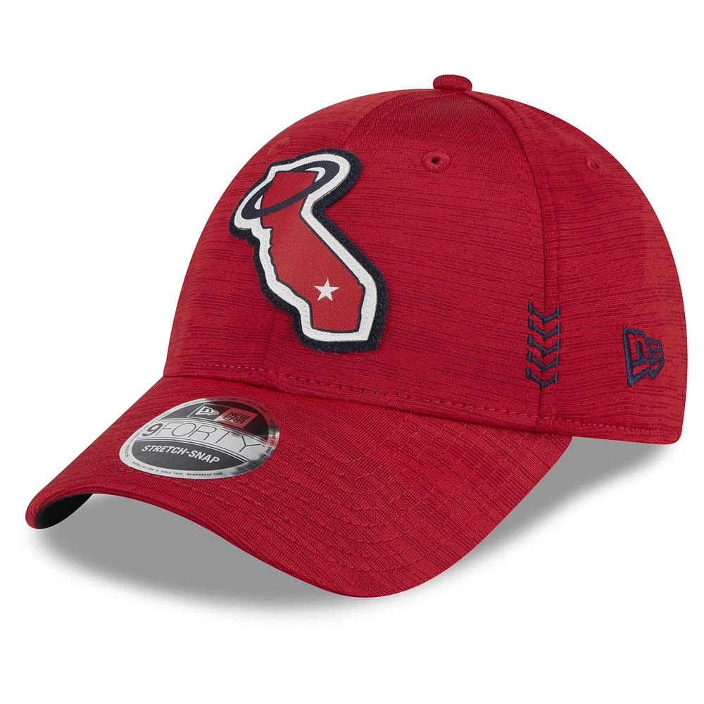 Men's New Era Red Los Angeles Angels 2024 Clubhouse 9FORTY Adjustable Hat