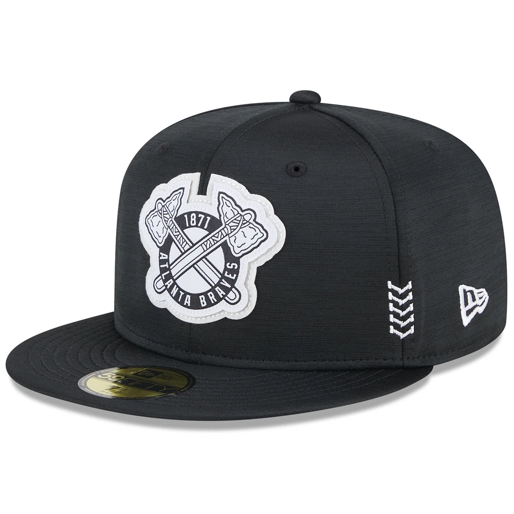 Men's New Era Black Atlanta Braves 2024 Clubhouse 59FIFTY Fitted Hat
