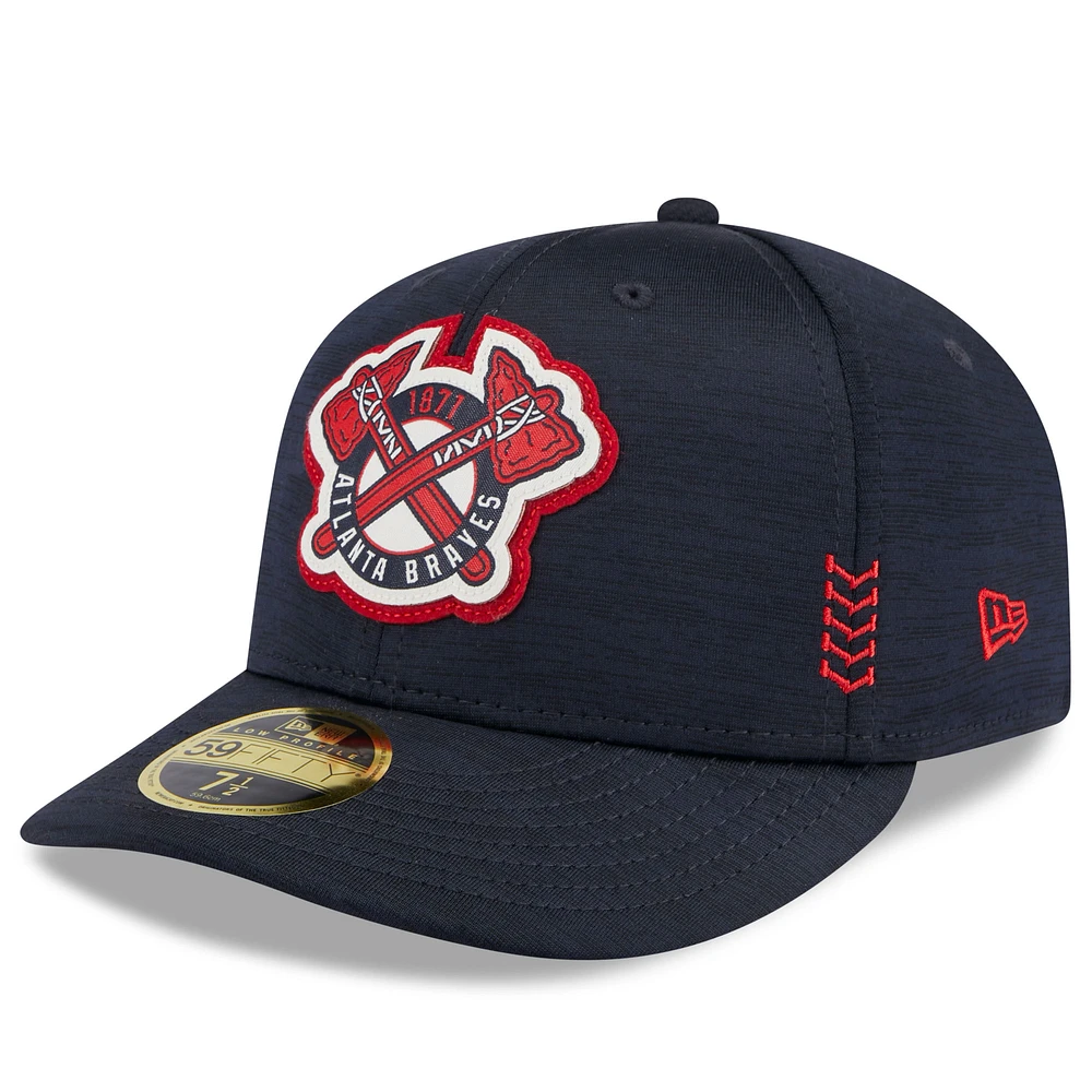 Men's New Era Navy Atlanta Braves 2024 Clubhouse Low Profile 59FIFTY Fitted Hat