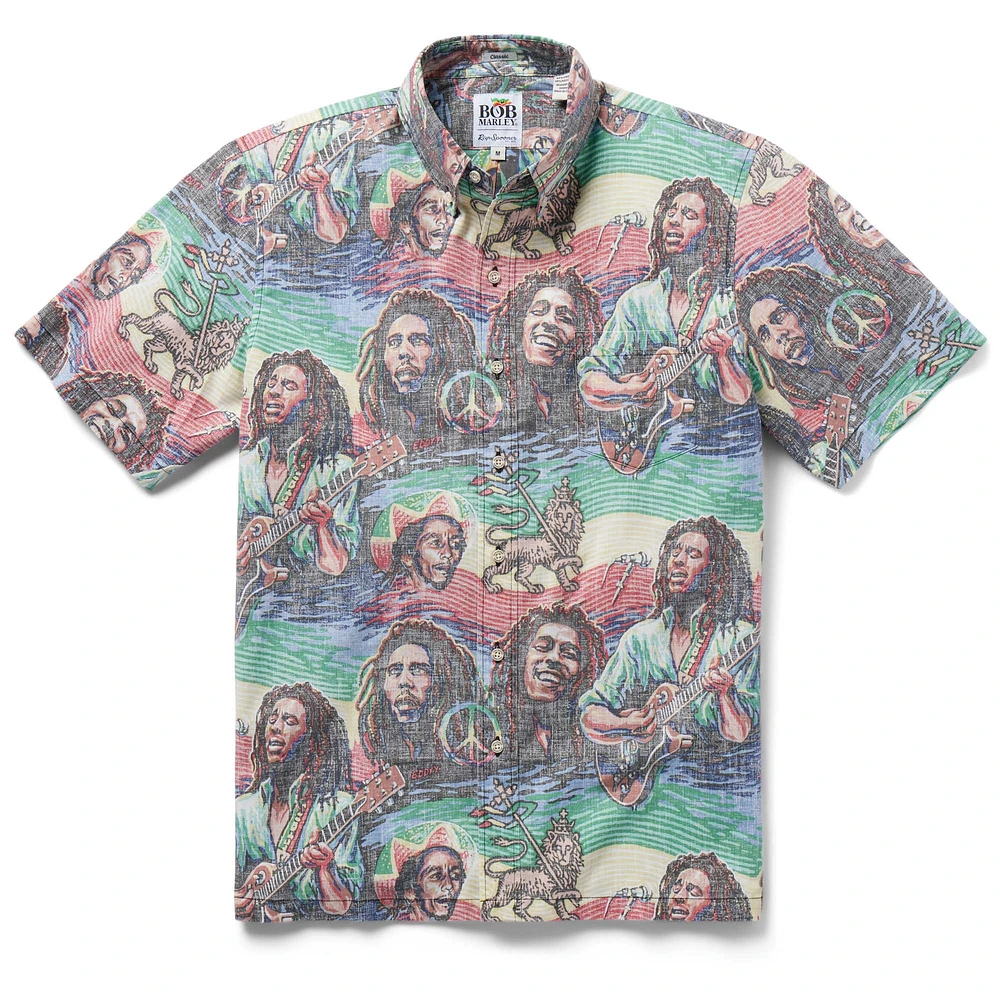 Men's Reyn Spooner Black Bob Marley Classic Button-Down Shirt