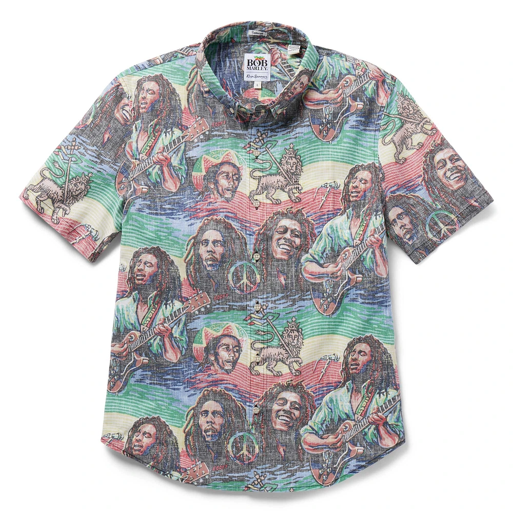 Men's Reyn Spooner Black Bob Marley Tailored Button-Down Shirt