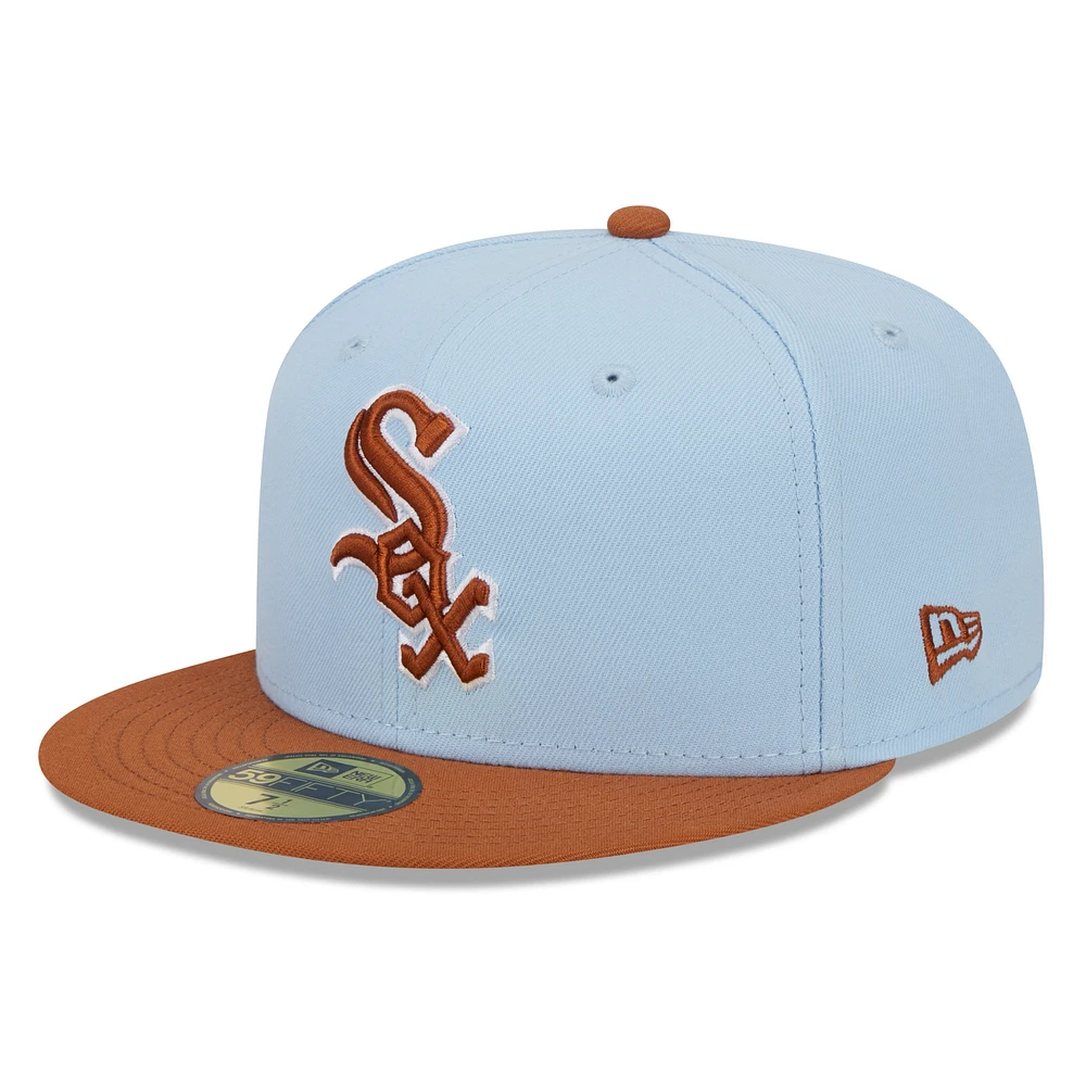 Men's New Era Light Blue/Brown Chicago White Sox Spring Color Basic Two-Tone 59FIFTY Fitted Hat
