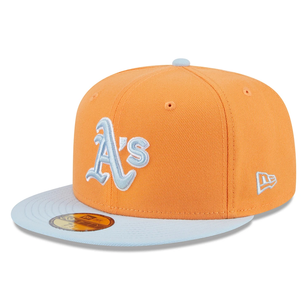Men's New Era Orange/Light Blue Athletics Spring Color Basic Two-Tone 59FIFTY Fitted Hat