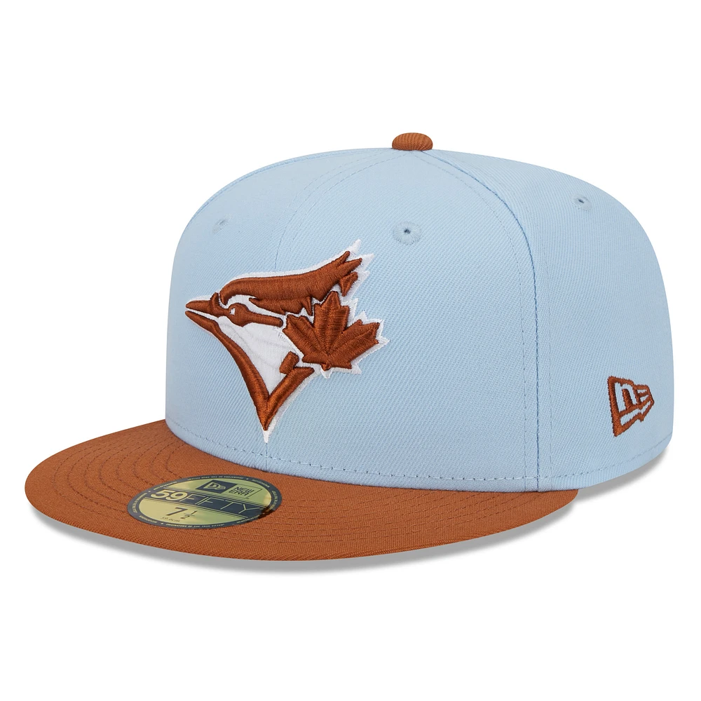 Men's New Era Light Blue/Brown Toronto Blue Jays Spring Color Basic Two-Tone 59FIFTY Fitted Hat