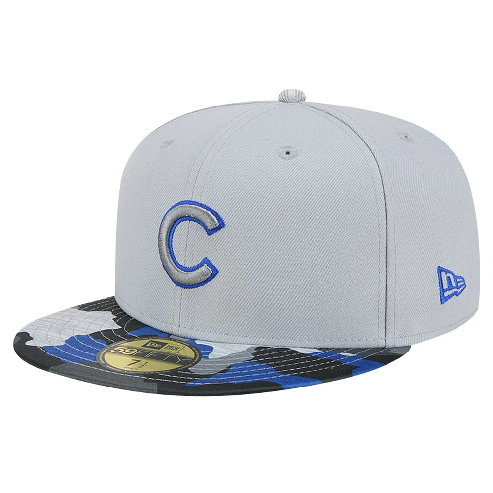 Men's New Era Gray Chicago Cubs Active Team Camo 59FIFTY Fitted Hat