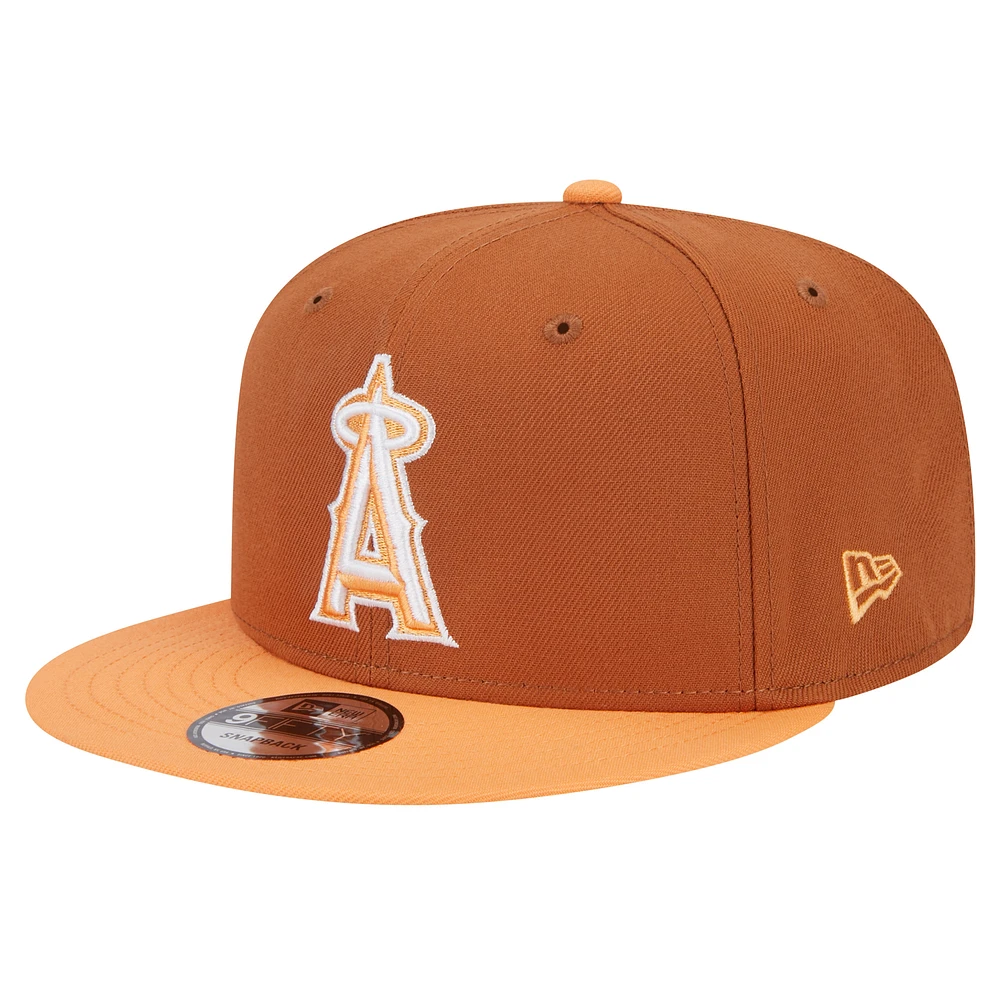 Men's New Era Brown Los Angeles Angels Spring Color Two-Tone 9FIFTY Snapback Hat
