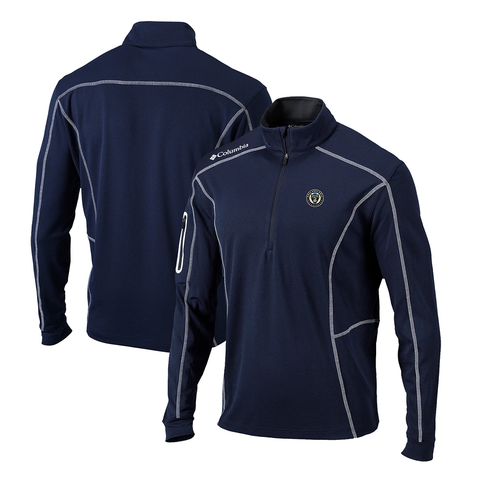 Men's Columbia Navy Philadelphia Union Omni-Wick Shotgun Quarter-Zip Pullover Top