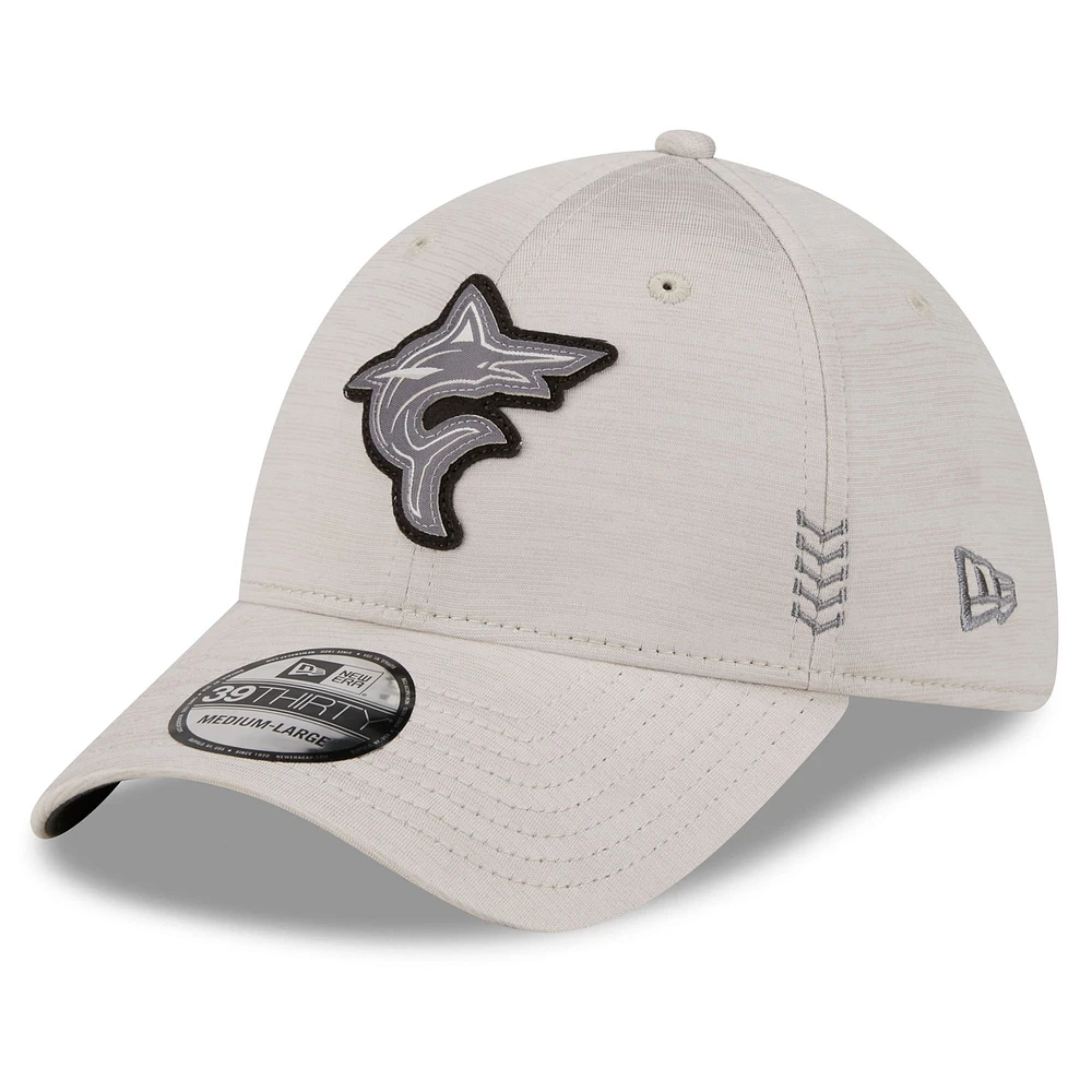 Men's New Era Cream Miami Marlins 2024 Clubhouse 39THIRTY Flex Hat
