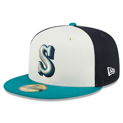 Men's New Era Cream Seattle Mariners 2025 Batting Practice 59FIFTY Fitted Hat