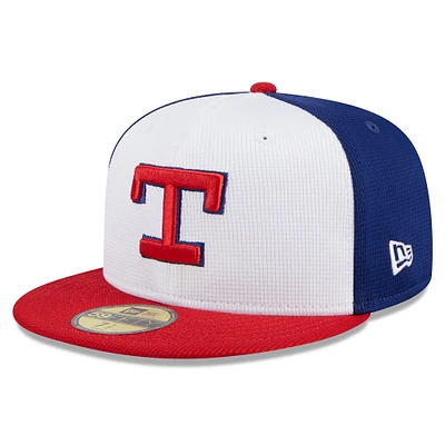 Men's New Era White Texas Rangers 2025 Batting Practice 59FIFTY Fitted Hat