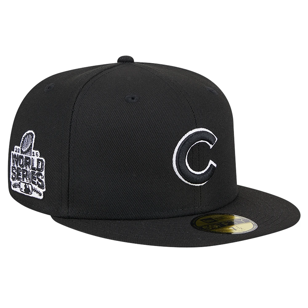 Men's New Era Black Chicago Cubs Logo 59FIFTY Fitted Hat