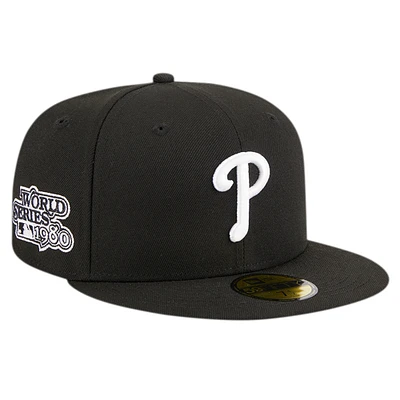 Men's New Era Black Philadelphia Phillies Logo 59FIFTY Fitted Hat