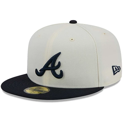Men's New Era Cream Atlanta Braves Chrome 59FIFTY Fitted Hat