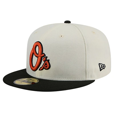 Men's New Era Cream Baltimore Orioles Chrome 59FIFTY Fitted Hat