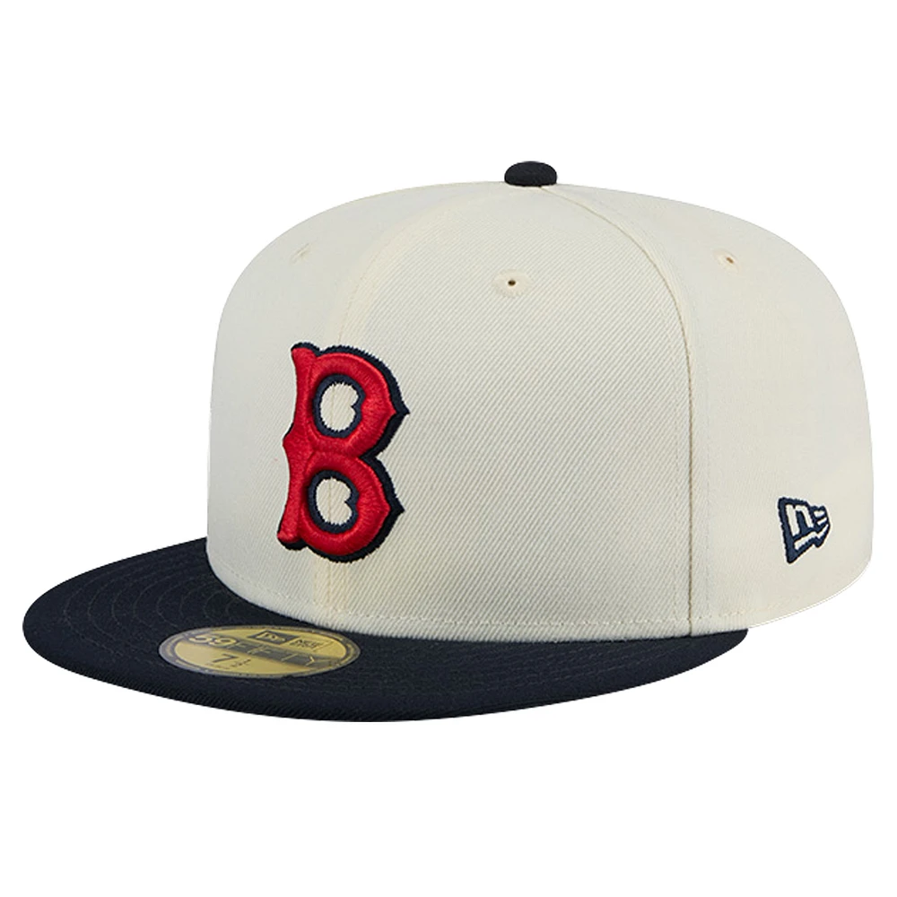 Men's New Era Cream Boston Red Sox Cooperstown Collection Chrome 59FIFTY Fitted Hat