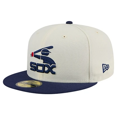 Men's New Era Cream Chicago White Sox Cooperstown Collection Chrome 59FIFTY Fitted Hat
